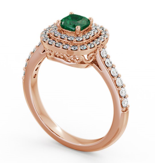 Cluster Emerald and Diamond 1.09ct Ring 9K Rose Gold GEM9_RG_EM_THUMB1