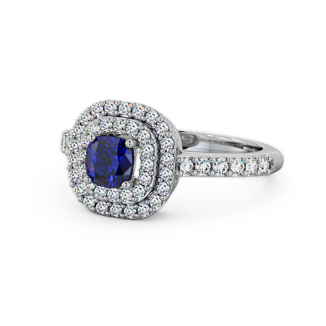 Cluster Blue Sapphire and Diamond 1.24ct Ring 9K White Gold - Bellini GEM9_WG_BS_FLAT