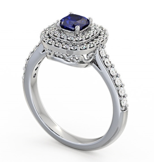 Cluster Blue Sapphire and Diamond 1.24ct Ring 9K White Gold GEM9_WG_BS_THUMB1