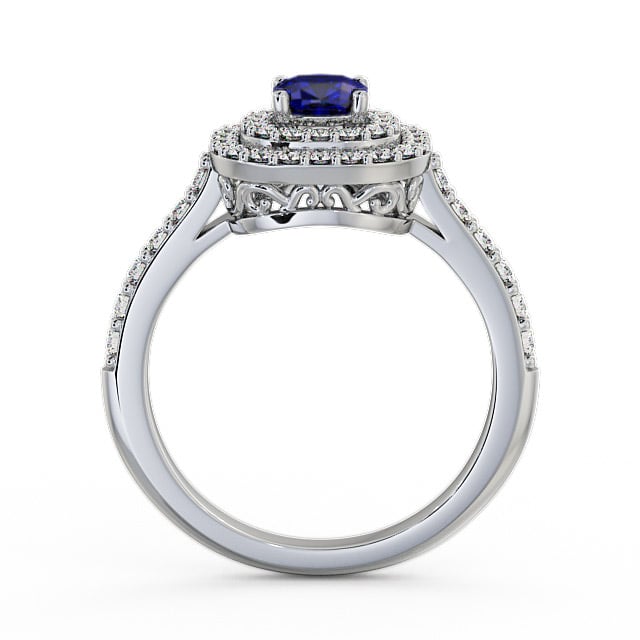 Cluster Blue Sapphire and Diamond 1.24ct Ring 9K White Gold - Bellini GEM9_WG_BS_UP