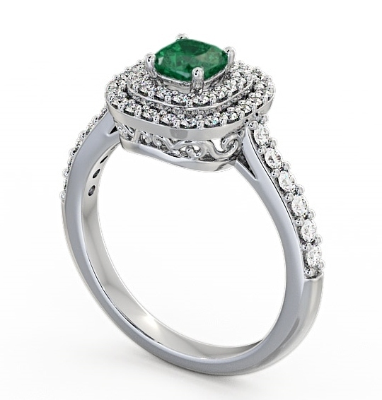 Cluster Emerald and Diamond 1.09ct Ring 18K White Gold GEM9_WG_EM_THUMB1 