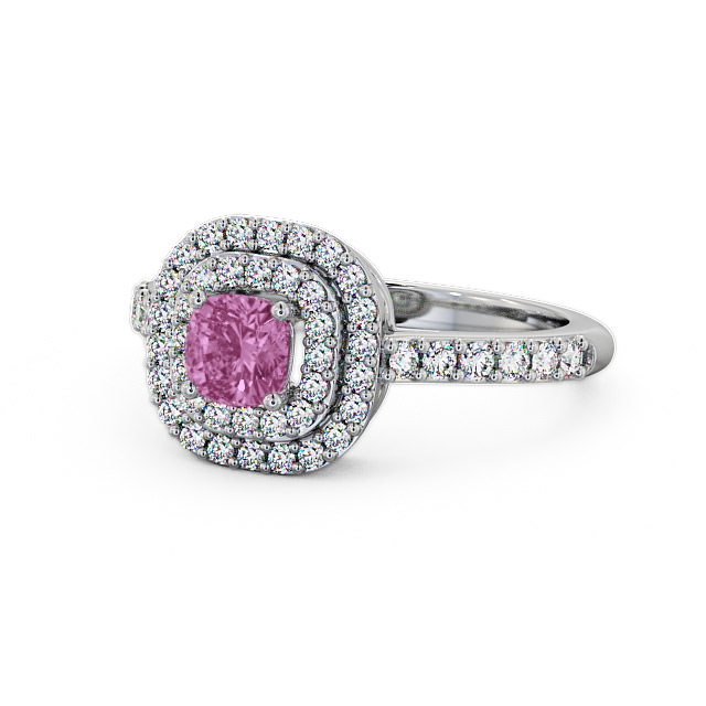 Cluster Pink Sapphire and Diamond 1.24ct Ring 9K White Gold - Bellini GEM9_WG_PS_FLAT