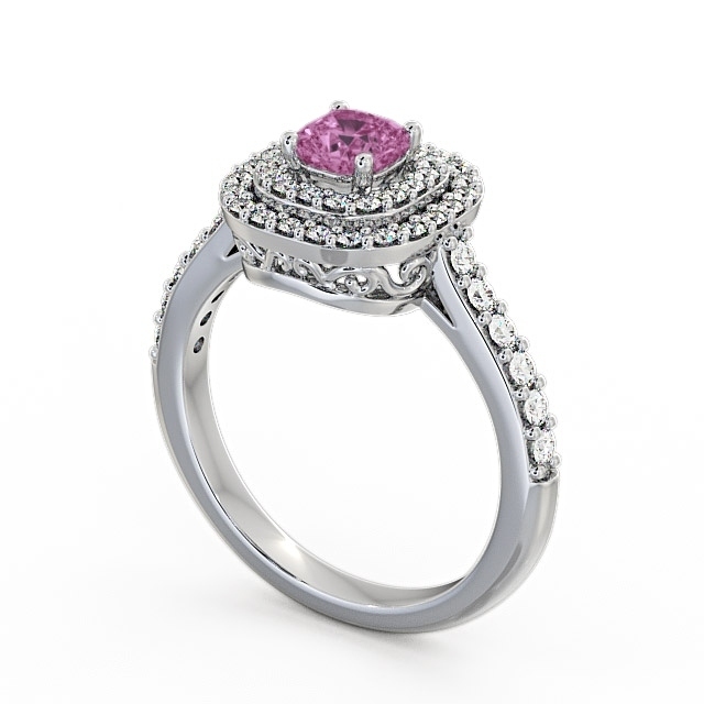 Cluster Pink Sapphire and Diamond 1.24ct Ring 18K White Gold - Bellini GEM9_WG_PS_SIDE
