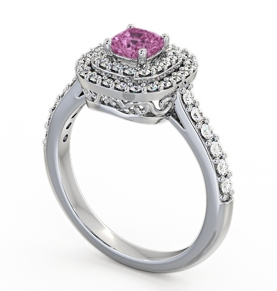 Cluster Pink Sapphire and Diamond 1.24ct Ring 18K White Gold GEM9_WG_PS_THUMB1