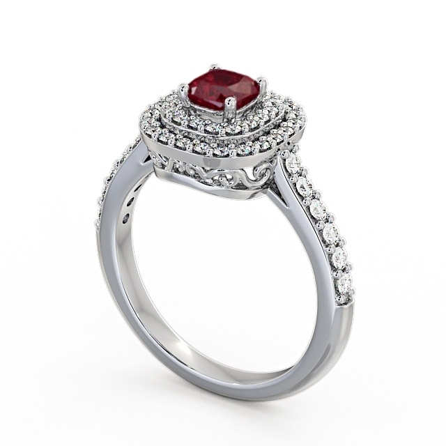 Cluster Ruby and Diamond 1.24ct Ring 18K White Gold - Bellini GEM9_WG_RU_SIDE