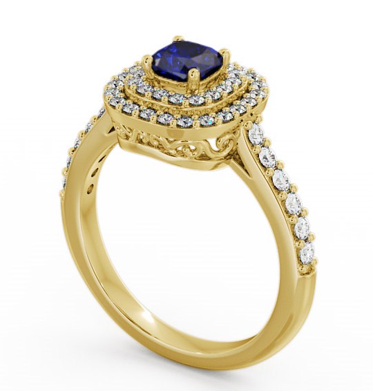 Cluster Blue Sapphire and Diamond 1.24ct Ring 9K Yellow Gold GEM9_YG_BS_THUMB1