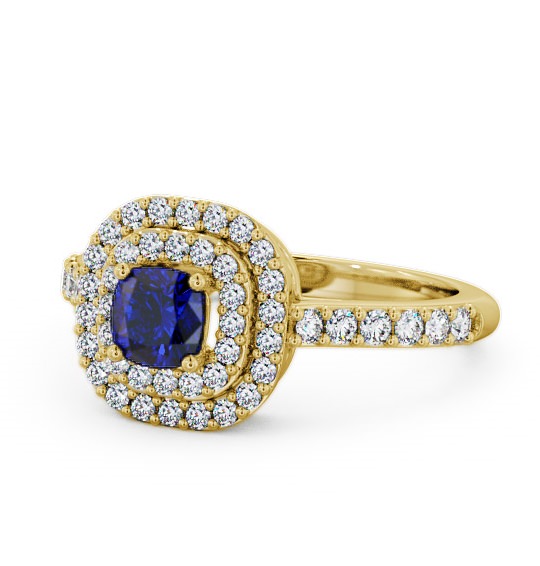  Cluster Blue Sapphire and Diamond 1.24ct Ring 9K Yellow Gold - Bellini GEM9_YG_BS_THUMB2 