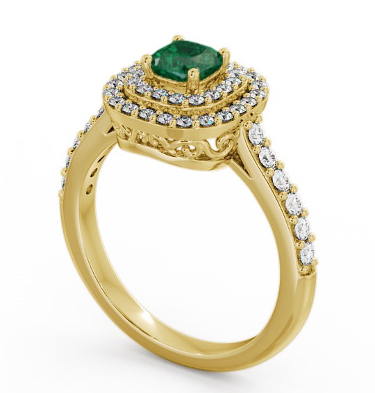 Cluster Emerald and Diamond 1.09ct Ring 9K Yellow Gold GEM9_YG_EM_THUMB1