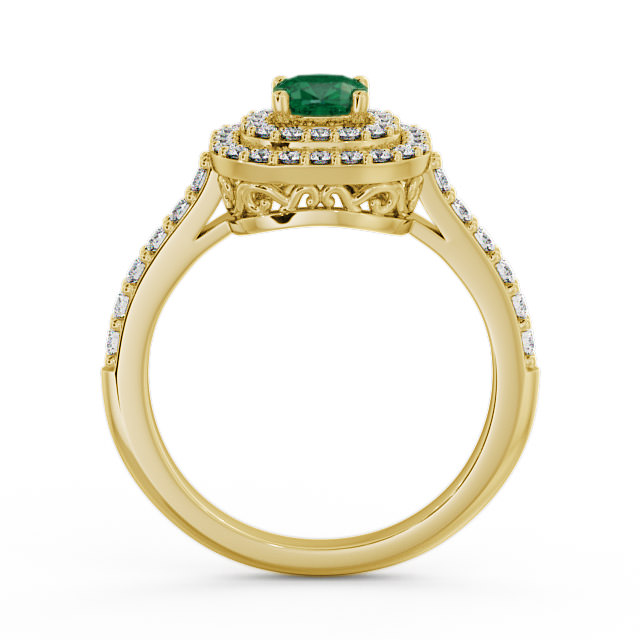 Cluster Emerald and Diamond 1.09ct Ring 18K Yellow Gold - Bellini GEM9_YG_EM_UP