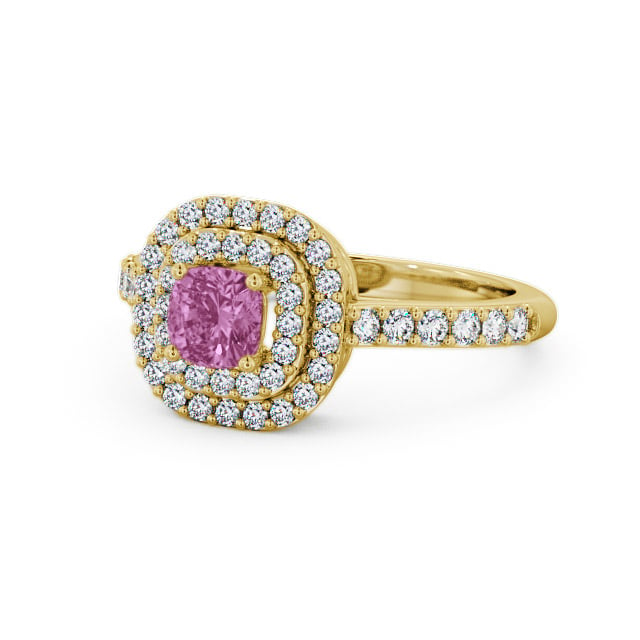 Cluster Pink Sapphire and Diamond 1.24ct Ring 9K Yellow Gold - Bellini GEM9_YG_PS_FLAT