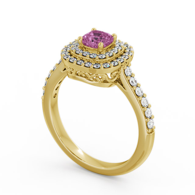 Cluster Pink Sapphire and Diamond 1.24ct Ring 9K Yellow Gold - Bellini GEM9_YG_PS_SIDE