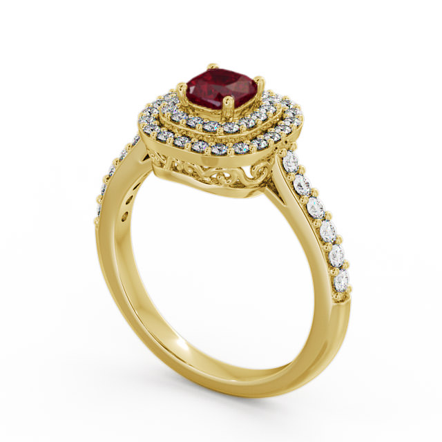Cluster Ruby and Diamond 1.24ct Ring 18K Yellow Gold - Bellini