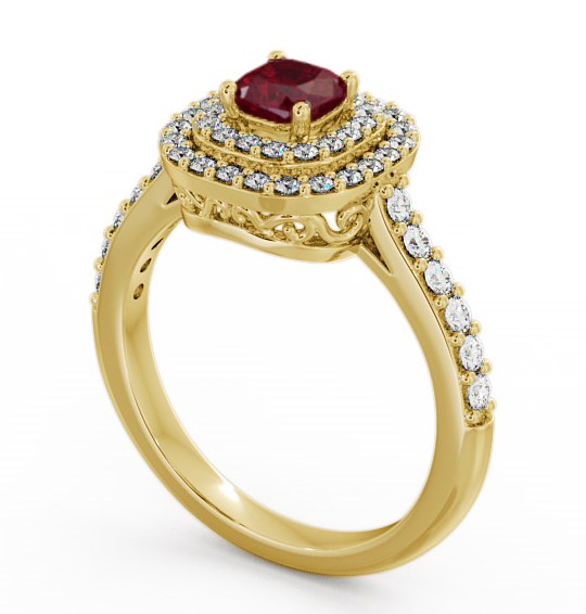 Cluster Ruby and Diamond 1.24ct Ring 18K Yellow Gold GEM9_YG_RU_THUMB1