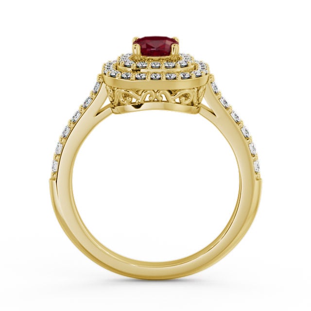 Cluster Ruby and Diamond 1.24ct Ring 18K Yellow Gold - Bellini GEM9_YG_RU_UP