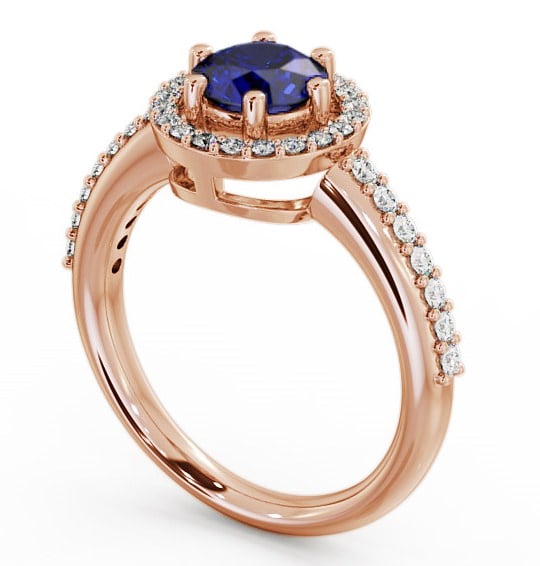 Halo Blue Sapphire and Diamond 1.31ct Ring 18K Rose Gold GEMCL43_RG_BS_THUMB1