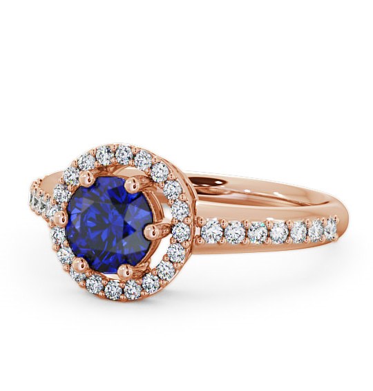  Halo Blue Sapphire and Diamond 1.31ct Ring 18K Rose Gold - Derwent GEMCL43_RG_BS_THUMB2 
