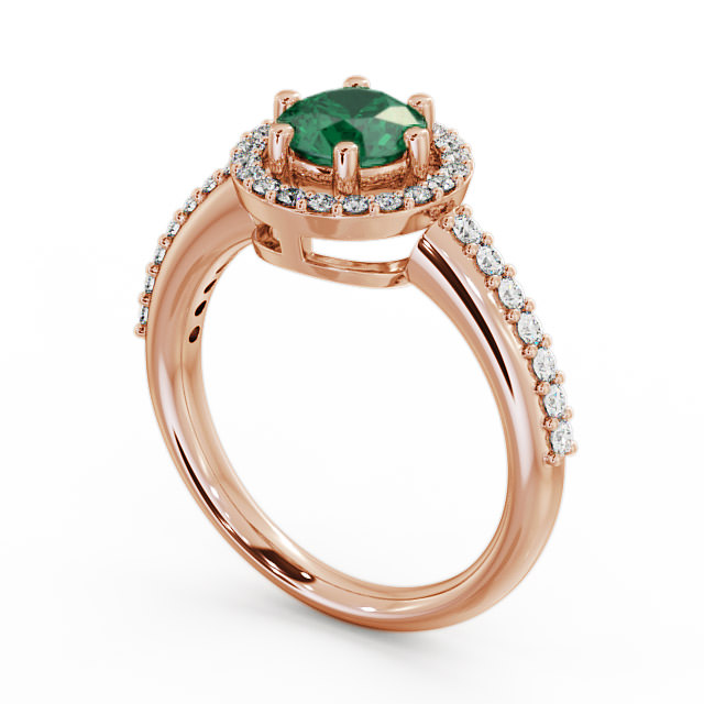 Halo Emerald and Diamond 1.06ct Ring 18K Rose Gold - Derwent GEMCL43_RG_EM_SIDE