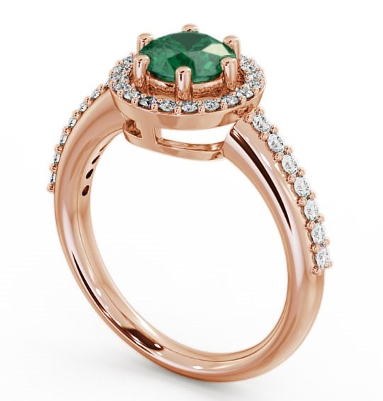 Halo Emerald and Diamond 1.06ct Ring 18K Rose Gold GEMCL43_RG_EM_THUMB1 