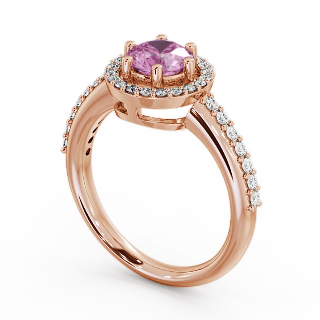 Halo Pink Sapphire and Diamond 1.31ct Ring 18K Rose Gold - Derwent