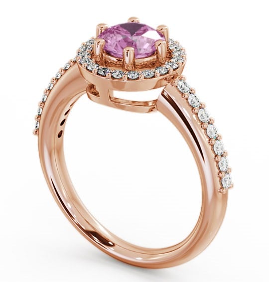 Halo Pink Sapphire and Diamond 1.31ct Ring 18K Rose Gold - Derwent GEMCL43_RG_PS_THUMB1