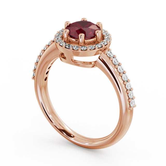 Halo Ruby and Diamond 1.31ct Ring 18K Rose Gold - Derwent GEMCL43_RG_RU_SIDE