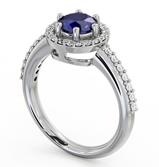 Halo Blue Sapphire and Diamond 1.31ct Ring 18K White Gold GEMCL43_WG_BS_THUMB1 