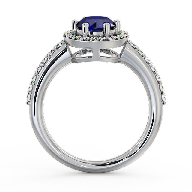 Halo Blue Sapphire and Diamond 1.31ct Ring Platinum - Derwent GEMCL43_WG_BS_UP