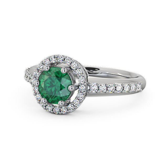 Halo Emerald and Diamond 1.06ct Ring 18K White Gold - Derwent GEMCL43_WG_EM_FLAT