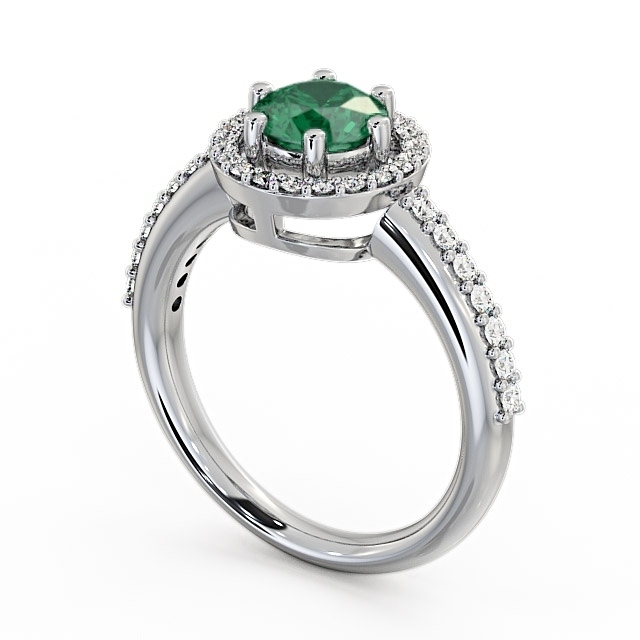 Halo Emerald and Diamond 1.06ct Ring 9K White Gold - Derwent GEMCL43_WG_EM_SIDE