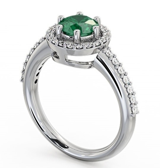 Halo Emerald and Diamond 1.06ct Ring 9K White Gold GEMCL43_WG_EM_THUMB1