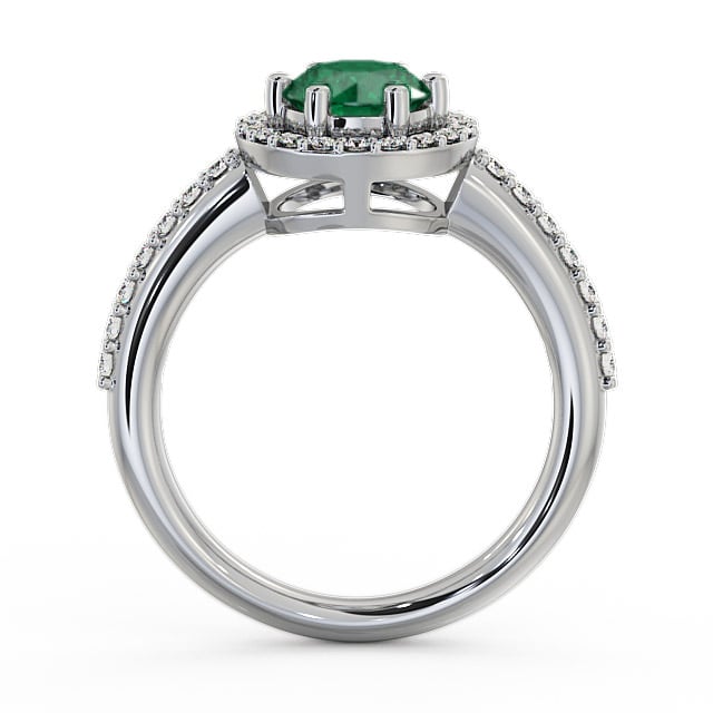 Halo Emerald and Diamond 1.06ct Ring 18K White Gold - Derwent GEMCL43_WG_EM_UP