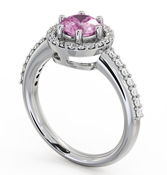 Halo Pink Sapphire and Diamond 1.31ct Ring 9K White Gold GEMCL43_WG_PS_THUMB1