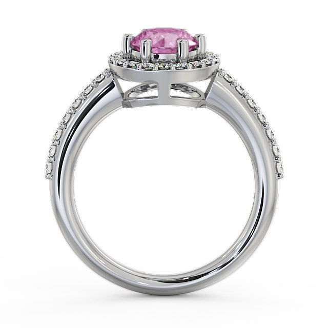 Halo Pink Sapphire and Diamond 1.31ct Ring Palladium - Derwent GEMCL43_WG_PS_UP