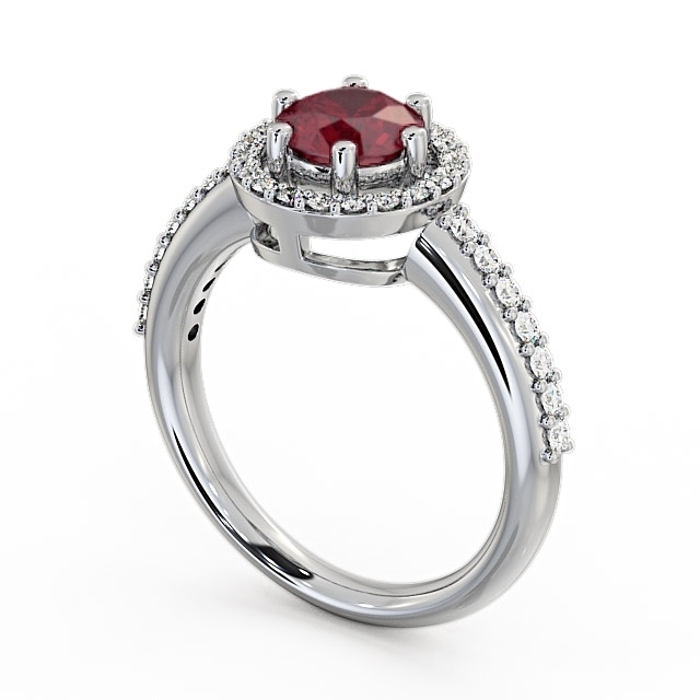 Halo Ruby and Diamond 1.31ct Ring 18K White Gold - Derwent GEMCL43_WG_RU_SIDE