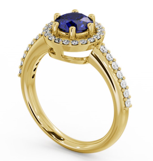 Halo Blue Sapphire and Diamond 1.31ct Ring 18K Yellow Gold GEMCL43_YG_BS_THUMB1
