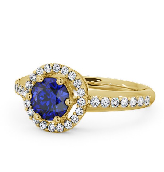  Halo Blue Sapphire and Diamond 1.31ct Ring 9K Yellow Gold - Derwent GEMCL43_YG_BS_THUMB2 