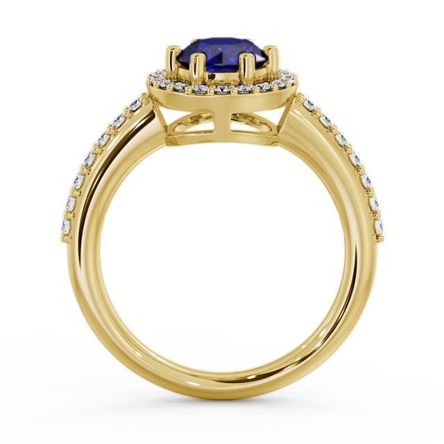 Halo Blue Sapphire and Diamond 1.31ct Ring 9K Yellow Gold - Derwent GEMCL43_YG_BS_UP