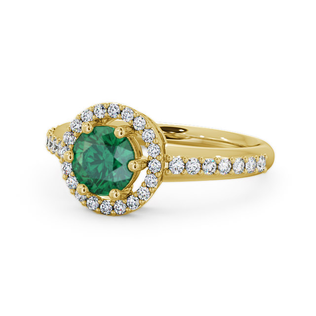 Halo Emerald and Diamond 1.06ct Ring 9K Yellow Gold - Derwent GEMCL43_YG_EM_FLAT