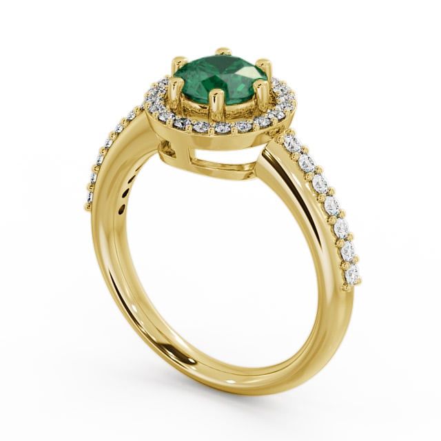 Halo Emerald and Diamond 1.06ct Ring 9K Yellow Gold - Derwent GEMCL43_YG_EM_SIDE