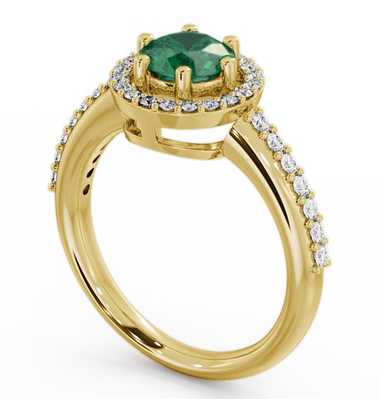 Halo Emerald and Diamond 1.06ct Ring 18K Yellow Gold GEMCL43_YG_EM_THUMB1