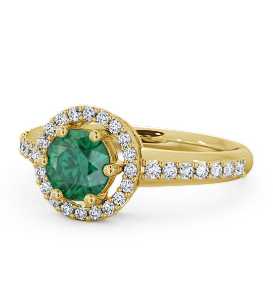  Halo Emerald and Diamond 1.06ct Ring 18K Yellow Gold - Derwent GEMCL43_YG_EM_THUMB2 