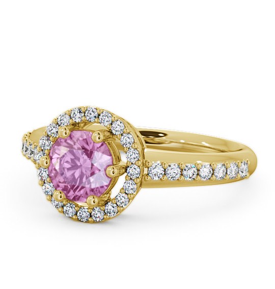  Halo Pink Sapphire and Diamond 1.31ct Ring 9K Yellow Gold - Derwent GEMCL43_YG_PS_THUMB2 