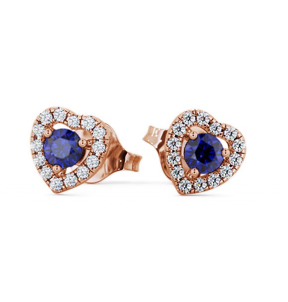  Halo Blue Sapphire and Diamond 0.56ct Earrings 9K Rose Gold - Avril GEMERG1_RG_BS_THUMB2 