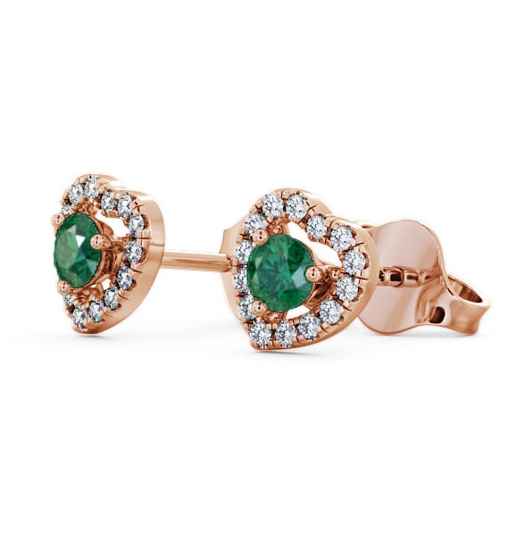 Halo Emerald and Diamond 0.50ct Earrings 9K Rose Gold GEMERG1_RG_EM_THUMB1