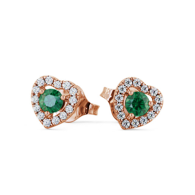 Halo Emerald and Diamond 0.50ct Earrings 9K Rose Gold - Avril GEMERG1_RG_EM_UP
