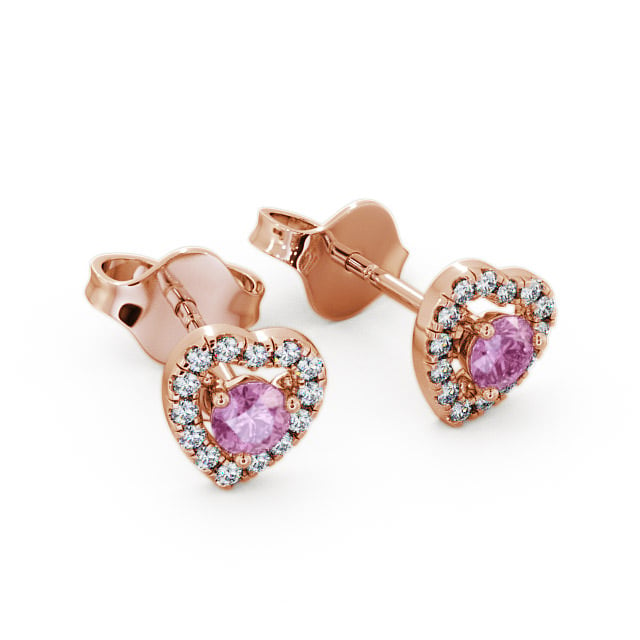 Halo Pink Sapphire and Diamond 0.56ct Earrings 18K Rose Gold - Avril GEMERG1_RG_PS_FLAT
