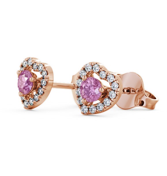 Halo Pink Sapphire and Diamond 0.56ct Earrings 18K Rose Gold - Avril GEMERG1_RG_PS_THUMB1 