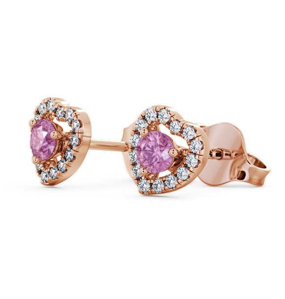 Halo Pink Sapphire and Diamond 0.56ct Earrings 9K Rose Gold GEMERG1_RG_PS_THUMB1