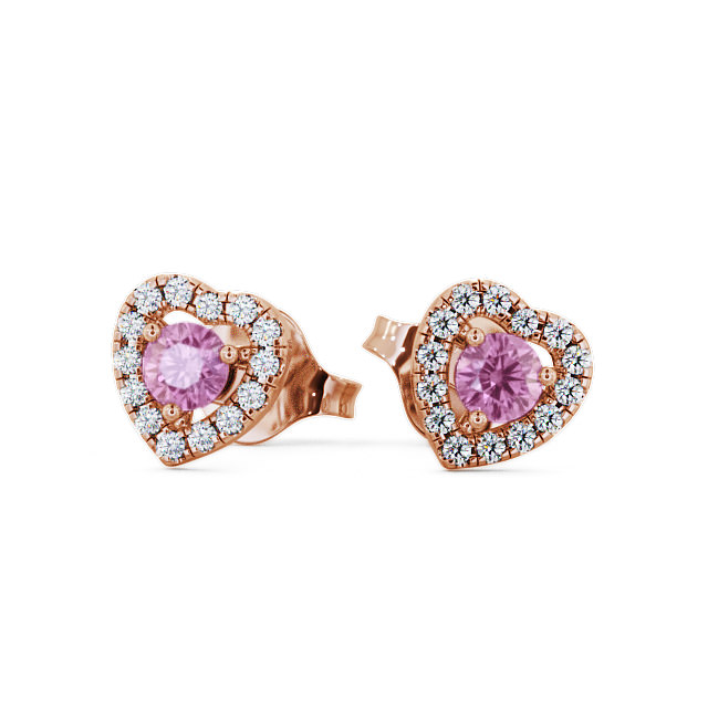 Halo Pink Sapphire and Diamond 0.56ct Earrings 18K Rose Gold - Avril GEMERG1_RG_PS_UP