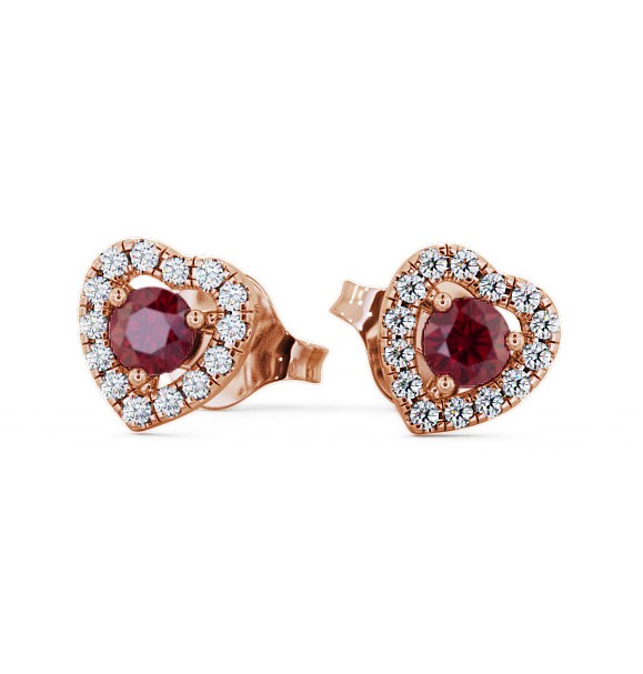  Halo Ruby and Diamond 0.56ct Earrings 18K Rose Gold - Avril GEMERG1_RG_RU_THUMB2 